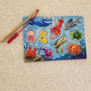 Melissa & Doug Magnetic Wooden Fishing Puzzle Game